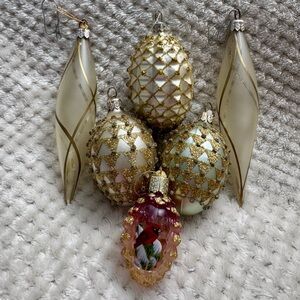 Old World Christmas and Assorted Designer Glass Ornament Set 6